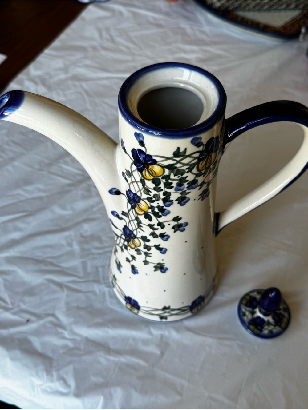 Polish Pottery Opus Coffee Pot Floral With Lid - Picture 3 of 7